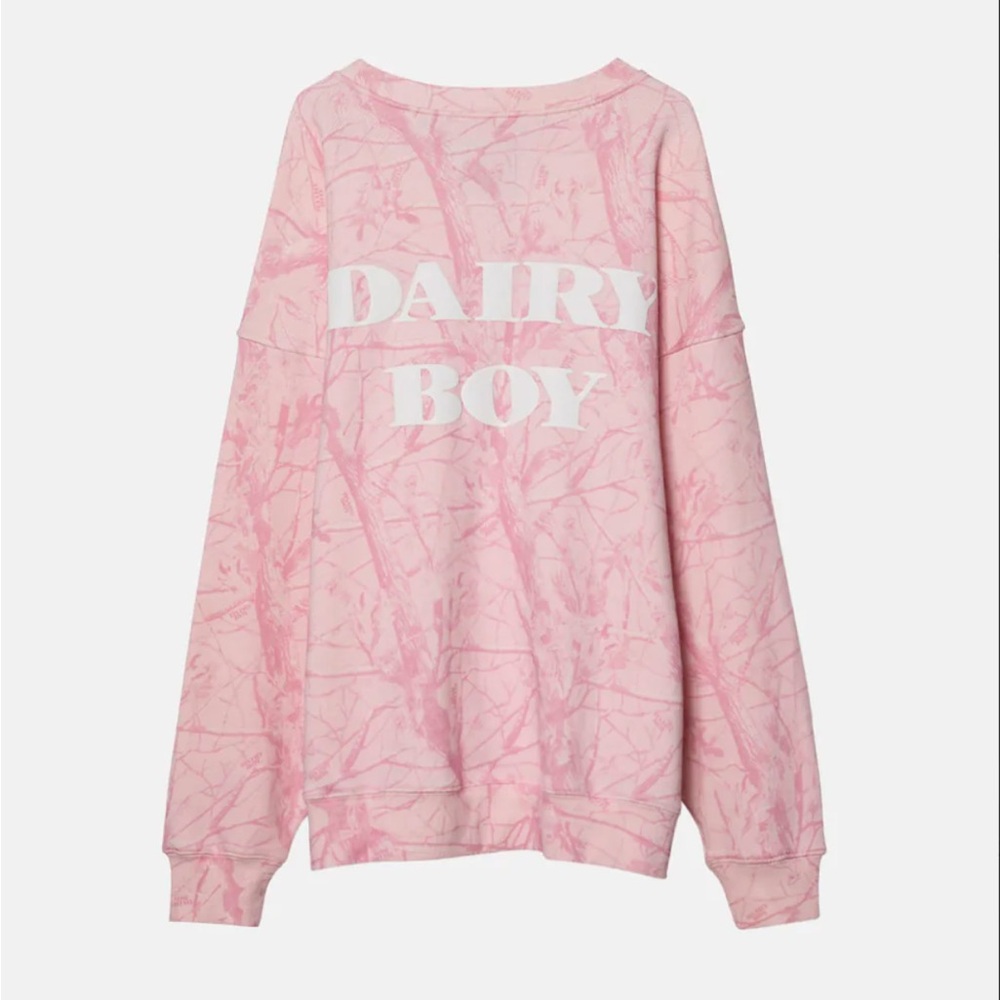 Dairy Boy Bubblegum Camo Crewneck - White Puff